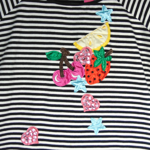 Black And White Striped Cherry, Lemon, Fruit Top - Picture 2 of 6